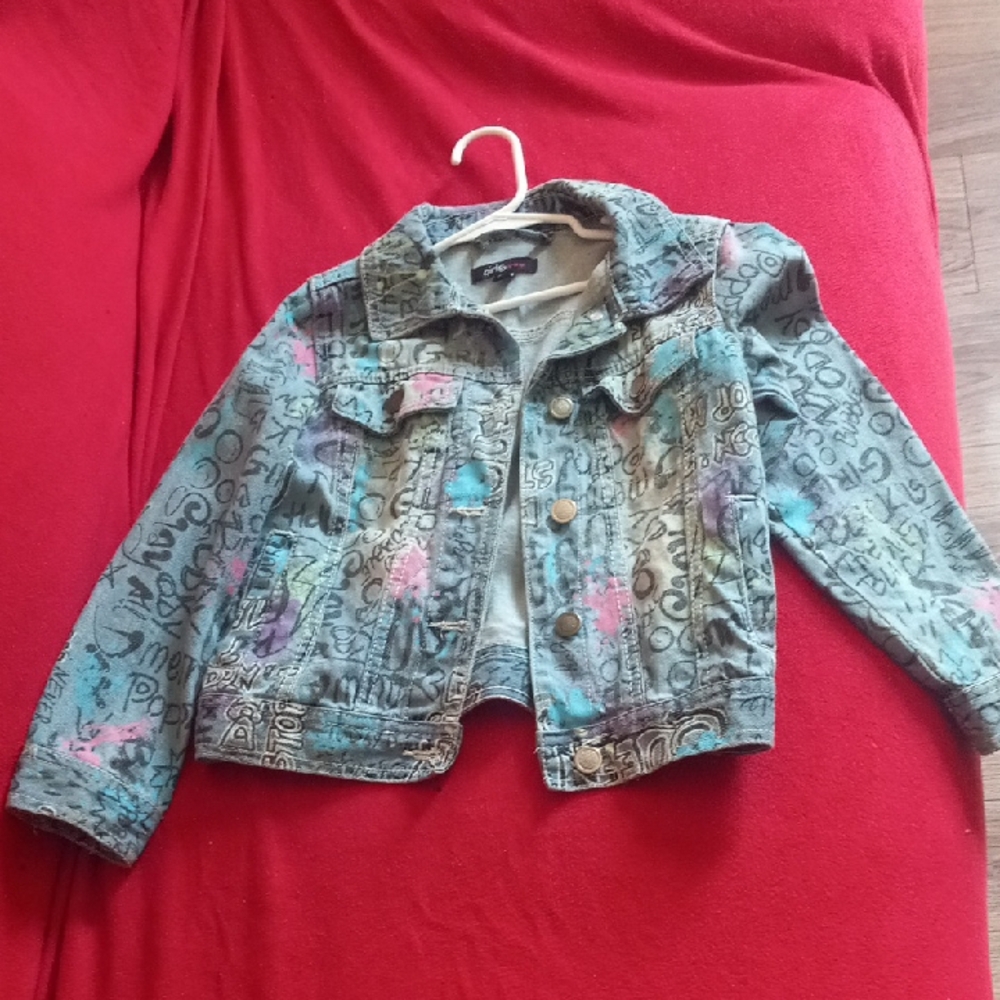 Blue and Pink Floral Jean Jacket